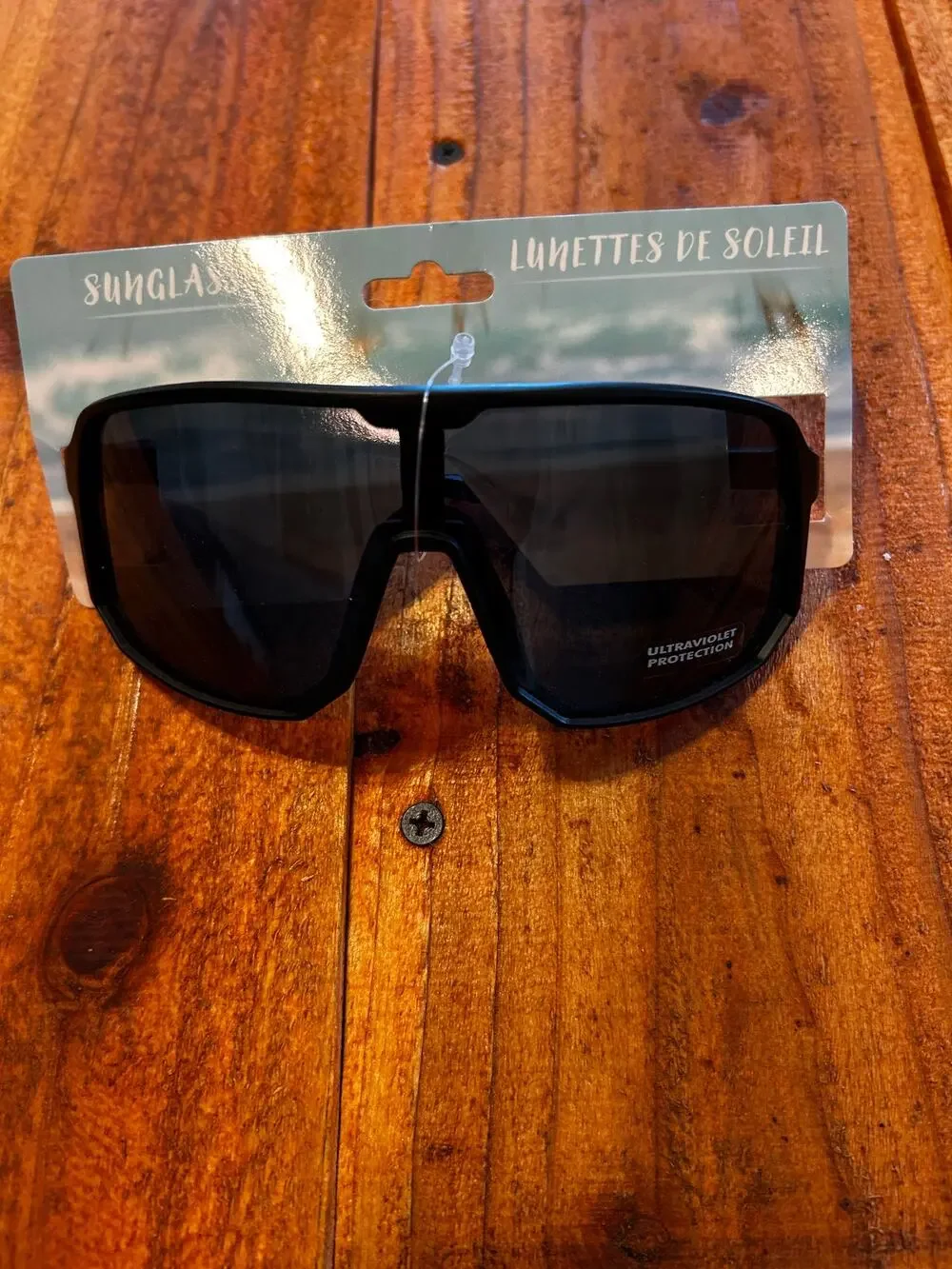 Men's Rubberized Plastic Shield Sunglasses - Matte Black